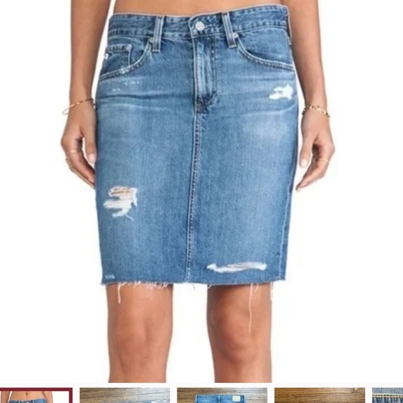 Adriano Goldschmied the Erin denim pencil skirt. Distressed. Medium wash. Sz29 - Picture 1 of 10